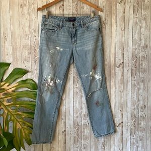 Chaps Boyfriend Fit Distressed Painter Jeans